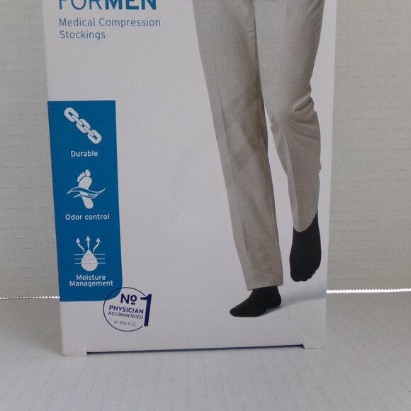 NWT New Medical Compression Stockings Large Tall 15-20mm Black Jobst Knee CT Men - Picture 3 of 11